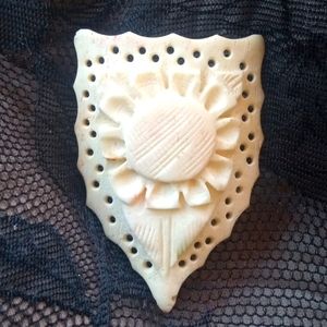 SOLID CARVED FLOWER PENDANT. FLAWLESS. SCULPTED HARD BOVINE.